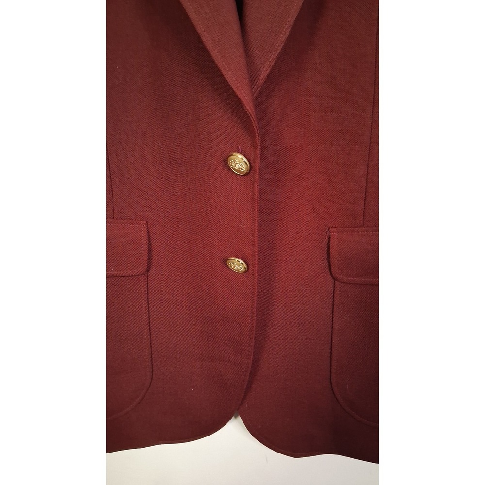 Stafford Blazer 42R Burgundy Wine Gold Buttons Hopsack Suit Jacket Sport Coat - Picture 4 of 11